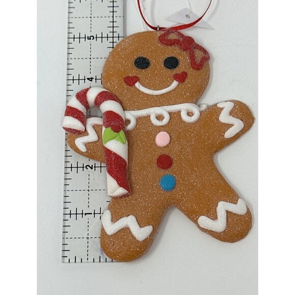 Gingerbread Peppermint Cookies 5 Inch Candy Cane Boy Girl Ornament Candyland Lot - Picture 6 of 8